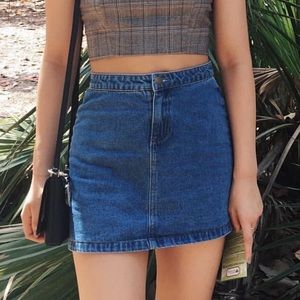 F21 Medium Wash Denim Miniskirt